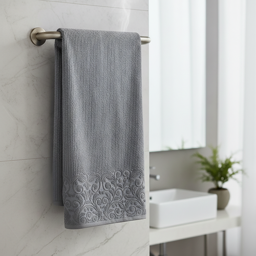Полотенце махровое HOMECLUB Ажур 100х150см, серое, картинка