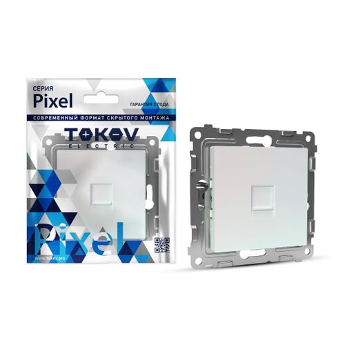 Розетка RJ-45 1 пост TOKOV ELECTRIC PIXEL перламутр, фотография