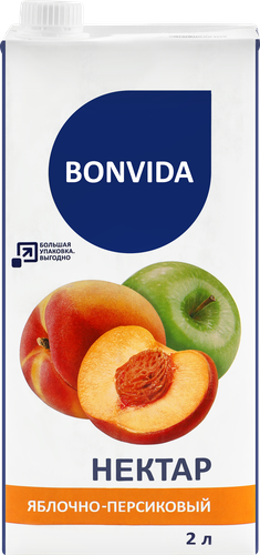 Нектар BONVIDA Яблочно-персиковый, 2л, фото