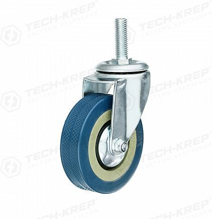 Колесо апп. поворот, п/п обод, серая рез, подшип.скольж, резьба М10, D75, б/т Tech-KREP, картинка