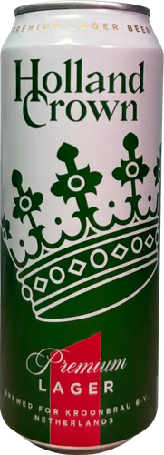 Пиво светлое HOLLAND CROWN Premium Lager Beer фильтрованное пастеризованное 4,7%, 0.5л, фотография