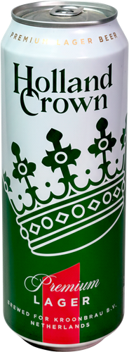 Пиво светлое HOLLAND CROWN Premium Lager Beer фильтрованное пастеризованное 4,7%, 0.5л, изображение