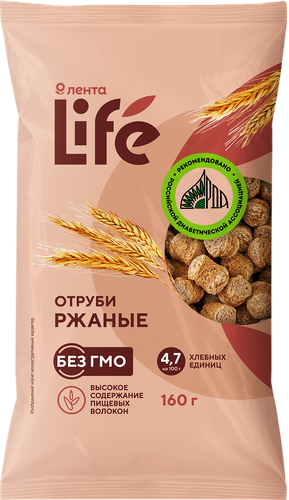 Отруби ржаные ЛЕНТА LIFE экструдированные, 160г, изображение