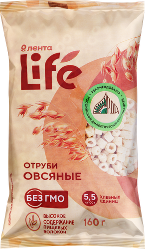 Отруби овсяные ЛЕНТА LIFE экструдированные, 160г, крупный план