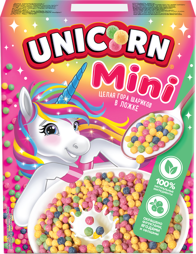 Готовый завтрак UNICORN Мини-шарики со вкусом клубники и яблока, 195г, фото