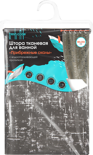 Штора для ванной FRESH CODE тканевая 180x200см, в ассортименте, картинка