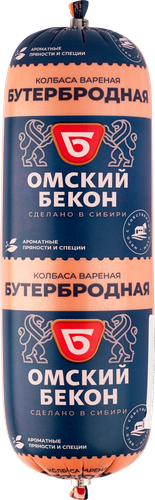 Колбаса вареная ОМСКИЙ БЕКОН Бутербродная, весовая, крупный план