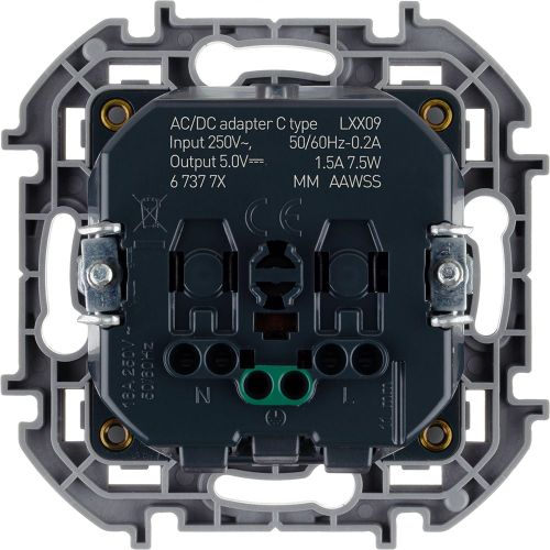 Розетка электрическая,USB Type-C 1 пост Legrand Inspiria антрацит, детальное фото