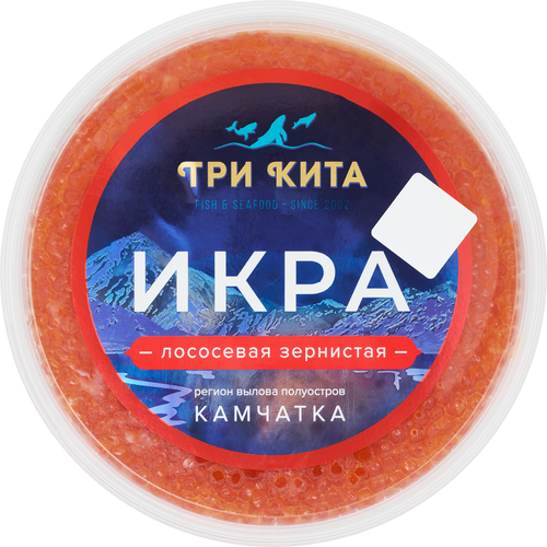 Икра горбуши ТРИ КИТА зернистая, 400г, изображение