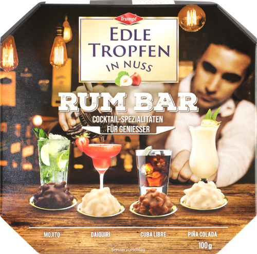 Конфеты шоколадные TRUMPF Edle Tropfen In Nuss Rum Bar, 100г, изображение