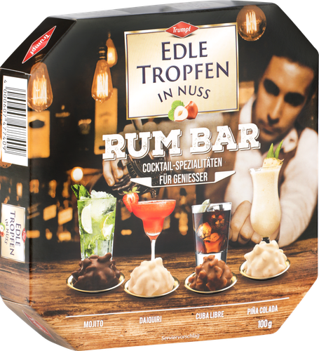 Конфеты шоколадные TRUMPF Edle Tropfen In Nuss Rum Bar, 100г, картинка