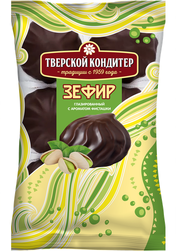 Зефир ТВЕРСКОЙ КОНДИТЕР фисташковый глазированный, 205г, детальное фото