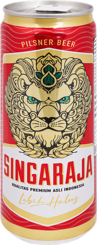 Напиток пивной светлый SINGARAJA фильтрованный пастеризованный осветленный 4,8%, 0.32л, крупный план