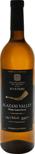 Вино KVETERI Алазанская Долина ординарное белое полусладкое, 0.75л, крупный план