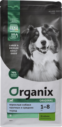 Корм сухой для собак ORGANIX с ягненком, фруктами и овощами, 800г, картинка