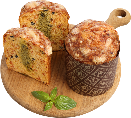 Кулич с пепперони, маслинами и соусом песто, 240г, вид