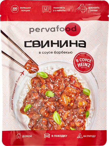 Свинина PERVAFOOD в соусе барбекью, 300г, крупный план