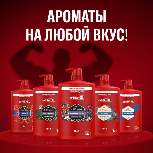 Гель для душа+Шампунь OLD SPICE Nightpanther, 1000мл, крупный план