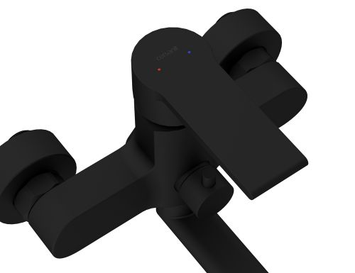 Смеситель для ванны BRASKO BLACK с длинным изливом однорычажный черный, изображение