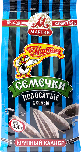 Семечки ОТ МАРТИНА полосатые с солью, 350г, крупный план