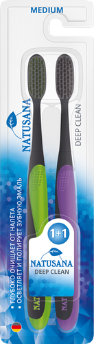 Зубная щетка NATUSANA Deep clean Medium, 2шт, фотография