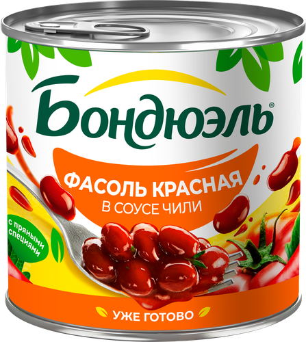 Фасоль красная БОНДЮЭЛЬ в соусе чили, 425мл, вид