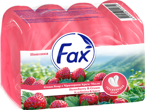 Туалетное мыло FAX Клубника-крем, 4x70г, вид