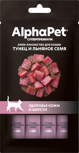 Лакомство для кошек ALPHAPET Superpremium с тунцом и льняным семенем, 48г, вид