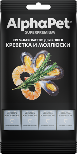 Лакомство для кошек ALPHAPET Superpremium с креветкой и моллюсками, 48г, детальное фото