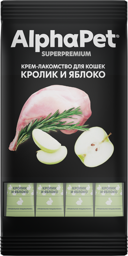 Лакомство для кошек ALPHAPET Superpremium с кроликом и яблоком, 48г, вид