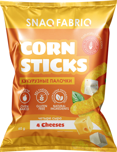 Палочки кукурузные SNAQ FABRIQ со вкусом четыре сыра, 60г, фотография