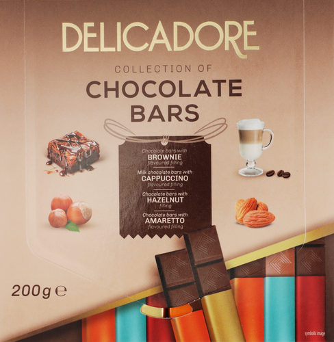Набор шоколада DELICADORE с различными начинками, 200г, крупный план
