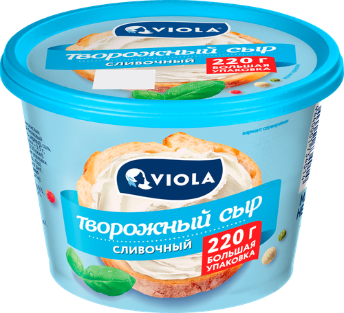 Сыр творожный VIOLA Сливочный 70% без змж, 220г, крупный план