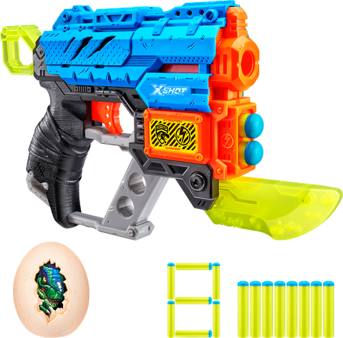 Бластер ZURU X-Shot Dino, мишень, 8 стрел, крупный план