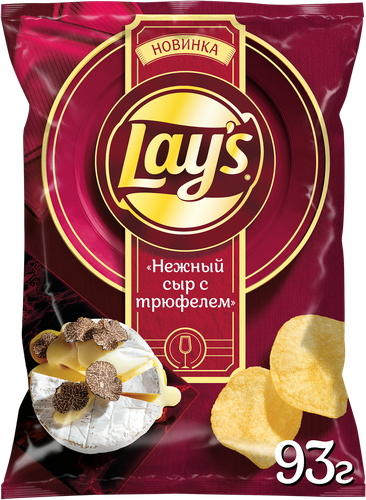 Чипсы картофельные LAY'S со вкусом нежный сыр с трюфелем, 93г, крупный план