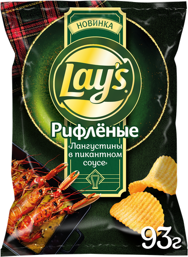 Чипсы картофельные LAY'S Рифленые, со вкусом лангустины в пикантном соусе, 93г, картинка