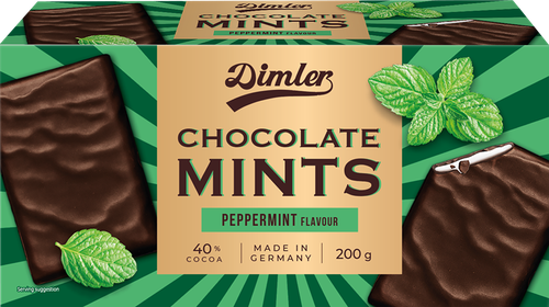Шоколад темный DIMLER Chocolate Mints со вкусом мяты, 200г, фотография