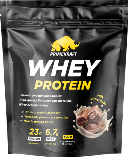 Специализированный пищевой продукт PRIMEKRAFT Whey Protein, со вкусом молочный шоколад, 500г, картинка
