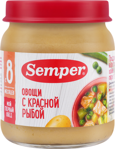 Пюре рыбно-овощное SEMPER Овощи с красной рыбой, с 8 месяцев, 100г, фото