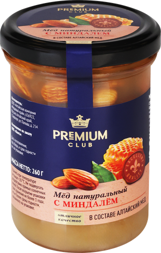 Мед PREMIUM CLUB с миндалем, 260г, фотография