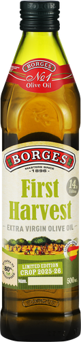 Масло оливковое BORGES First Harvest Extra Virgin, 500мл, крупный план