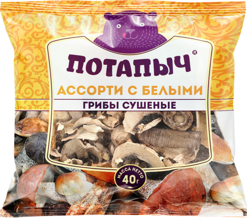 Грибы сушеные ПОТАПЫЧ Ассорти с белыми грибами, 40г, фото