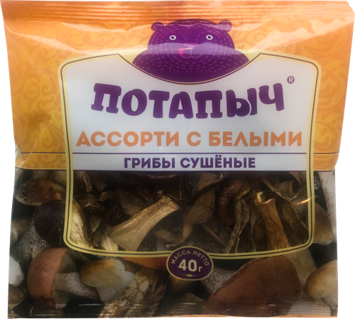 Грибы сушеные ПОТАПЫЧ Ассорти из лесных грибов, 45г, крупный план