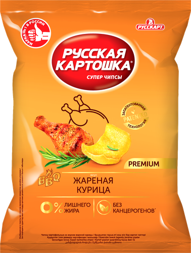 Чипсы картофельные РУССКАЯ КАРТОШКА со вкусом жареной курицы, 105г, вид