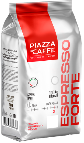 Кофе зерновой PIAZZA DEL CAFFE Эспрессо форте, 900г, фотография