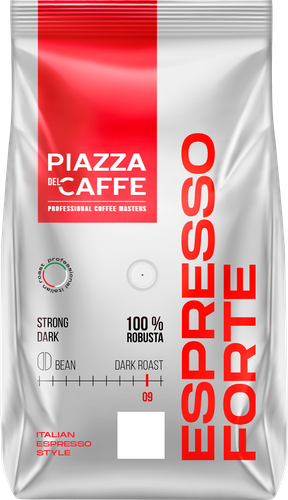 Кофе зерновой PIAZZA DEL CAFFE Эспрессо форте, 900г, крупный план