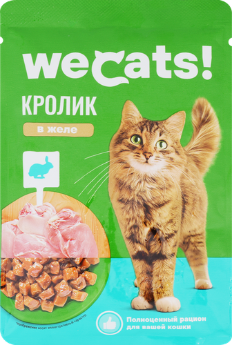 Корм консервированный для кошек WECATS с кроликом в желе, 75г, фото