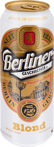 Пиво светлое BERLINER Geschichte Wheat Beer Blond нефильтрованное пастеризованное неосветленное 5,2%, 0.5л, изображение