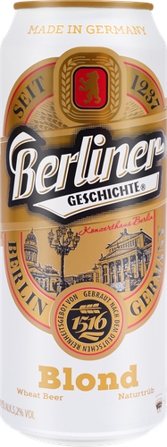 Пиво светлое BERLINER Geschichte Wheat Beer Blond нефильтрованное пастеризованное неосветленное 5,2%, 0.5л, изображение