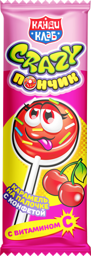 Карамель КАНДИ КЛАБ Crazy Пончик ассорти, на палочке, 10г, изображение